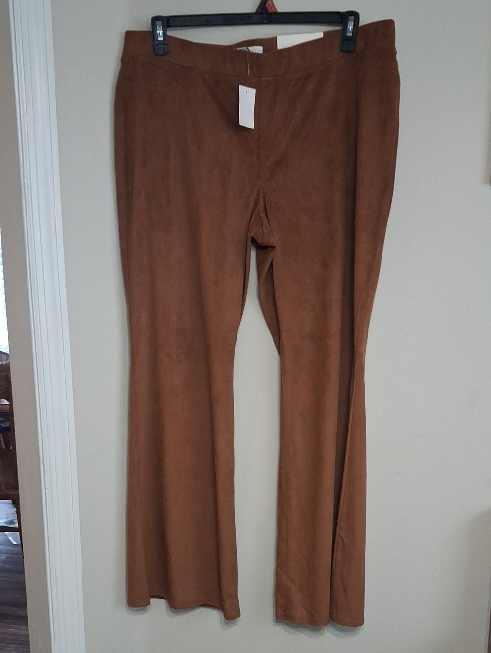 Cato Suede-Look Boot Cut Pants — Brown